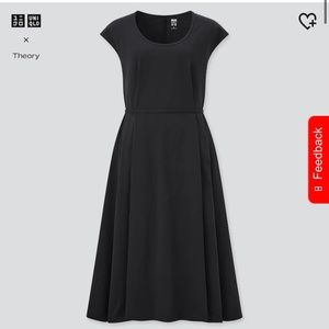 Uniqlo x Theory Black Stretch Short Sleeve A-Line Dress